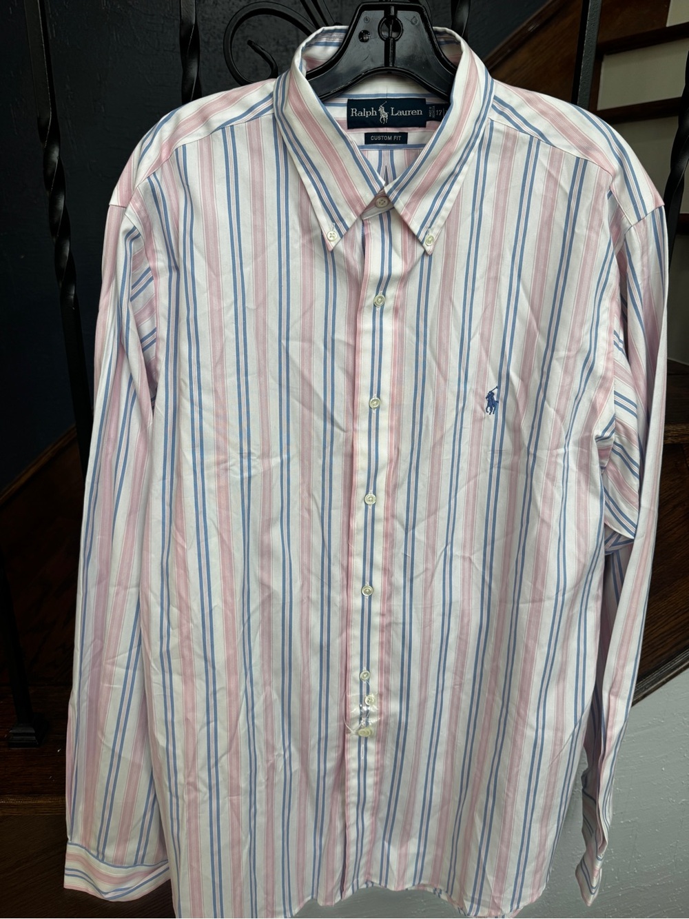 New XL Ralph Lauren Pink & Blue Stripe Button-Down Shirt - Picture 10 of 13